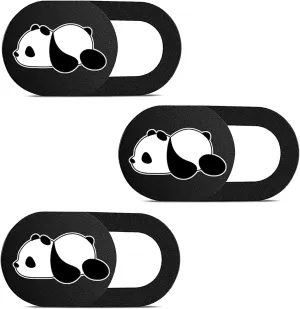 Webcam Cover Slide Cute Pattern Web Camera Cover 0.7mm Thin Fits for Laptop MacBook Pro iMac Air Computer Smartphones Tablets Protect Your Privacy and Security Strong Adhesive (3 Pack-Panda Pattern)