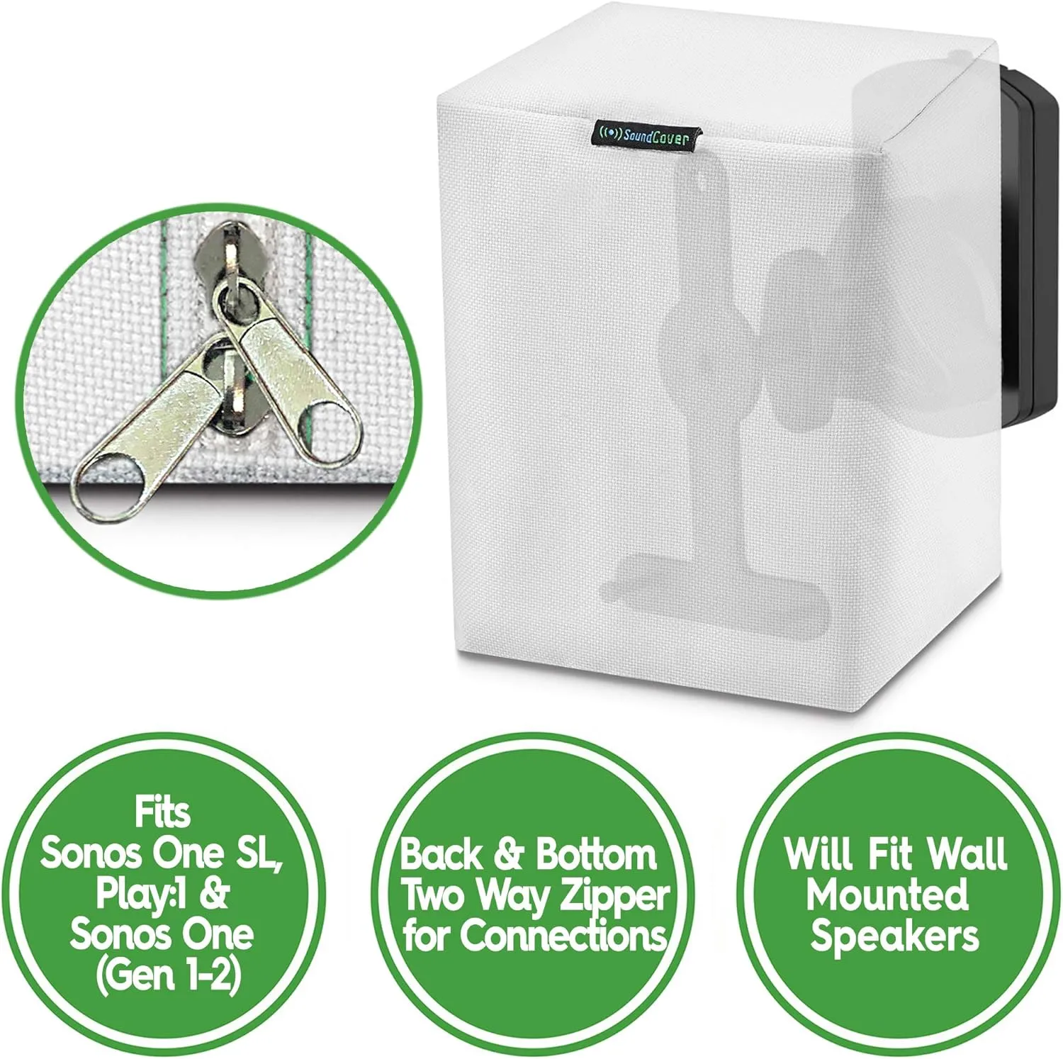 White Waterproof Heavy Duty Outdoor Sonos Speaker Cover - Dust, Water & UV Protection for Sonos Play:1, One & One SL Speakers - Fits Wall Mounted Speakers