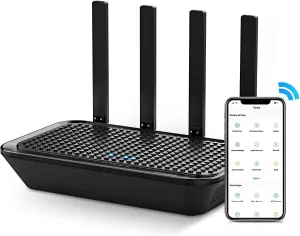 WiFi Router- AC2100 Dual-Band Smart Wi-Fi Router Upgrades to 2033 Mbps (5G) High-speed, Features MU-MIMO, 4 Gigabit LAN Ports, ONE SSID, Parental Control, Lifetime Internet Security for Video & Gaming