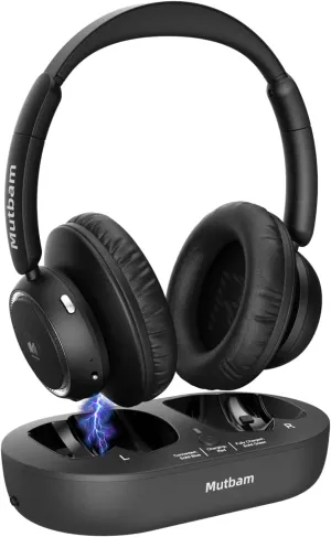 Wireless Headphones for TV & Seniors - Bluetooth 5.2, 65hrs Battery, Effortless Charging & Tidy Storage with Included Charging Base, No Delay, for Elderly/Parents
