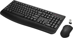 Wireless Keyboard and Mouse Combo, Full-Sized 2.4GHz Wireless Keyboard with Comfortable Palm Rest and Optical Wireless Mouse for Windows, Mac OS PC/Desktops/Computer/Laptops (Black)