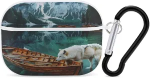 Wolf Boats in A Lake Italy Earbud Case Bluetooth Headphone Case Full Protective Case with Keychain Compatible with Airpods Pro White-Style