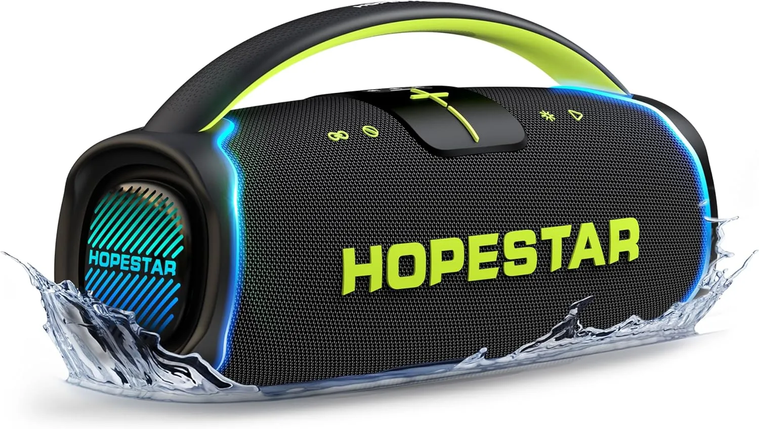 WorryFree Gadgets 300W Portable Speaker Wireless Bluetooth Audio Big Bass with Handle, Microphone, Hopestar Series (Black)