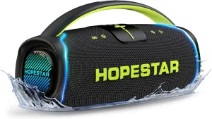 WorryFree Gadgets 300W Portable Speaker Wireless Bluetooth Audio Big Bass with Handle, Microphone, Hopestar Series (Black)