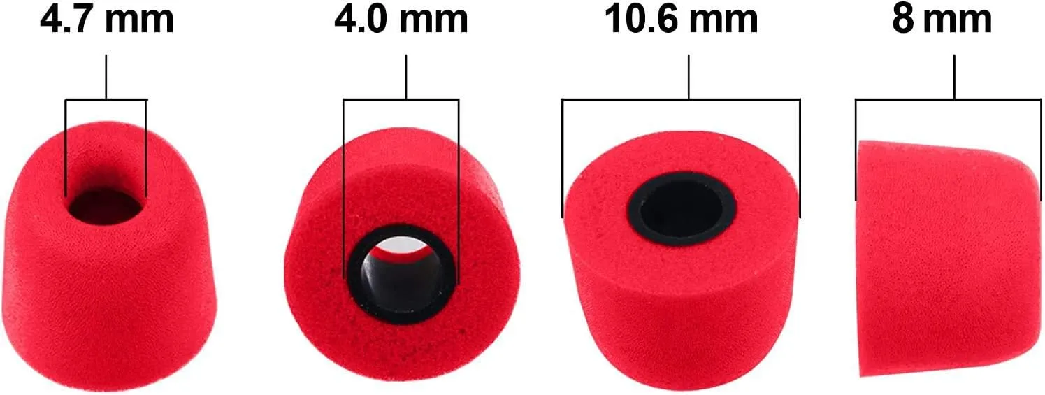 Xcessor FX4.0 (S) 4 Pairs of Memory Foam in Ear Earphone Small Size Earbuds. Replacement Ear Tips for All Popular in-Ear Headphones. Red