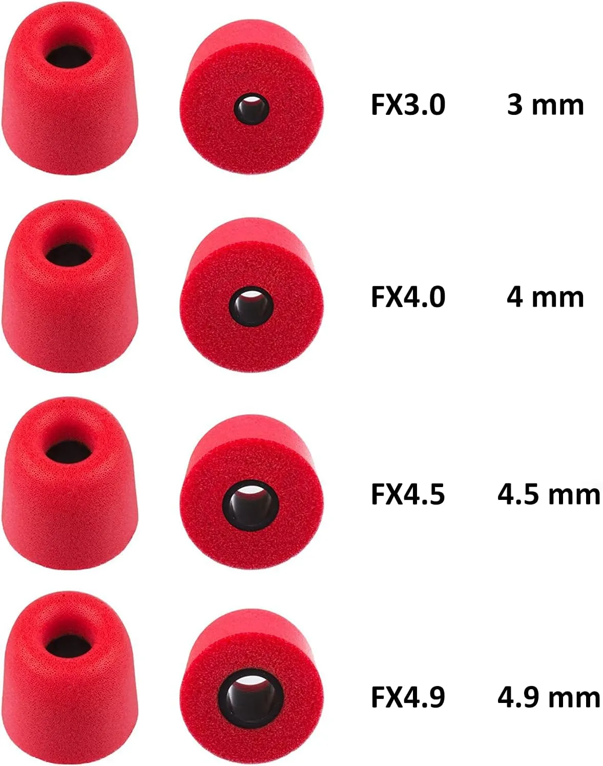 Xcessor FX4.0 (S) 4 Pairs of Memory Foam in Ear Earphone Small Size Earbuds. Replacement Ear Tips for All Popular in-Ear Headphones. Red
