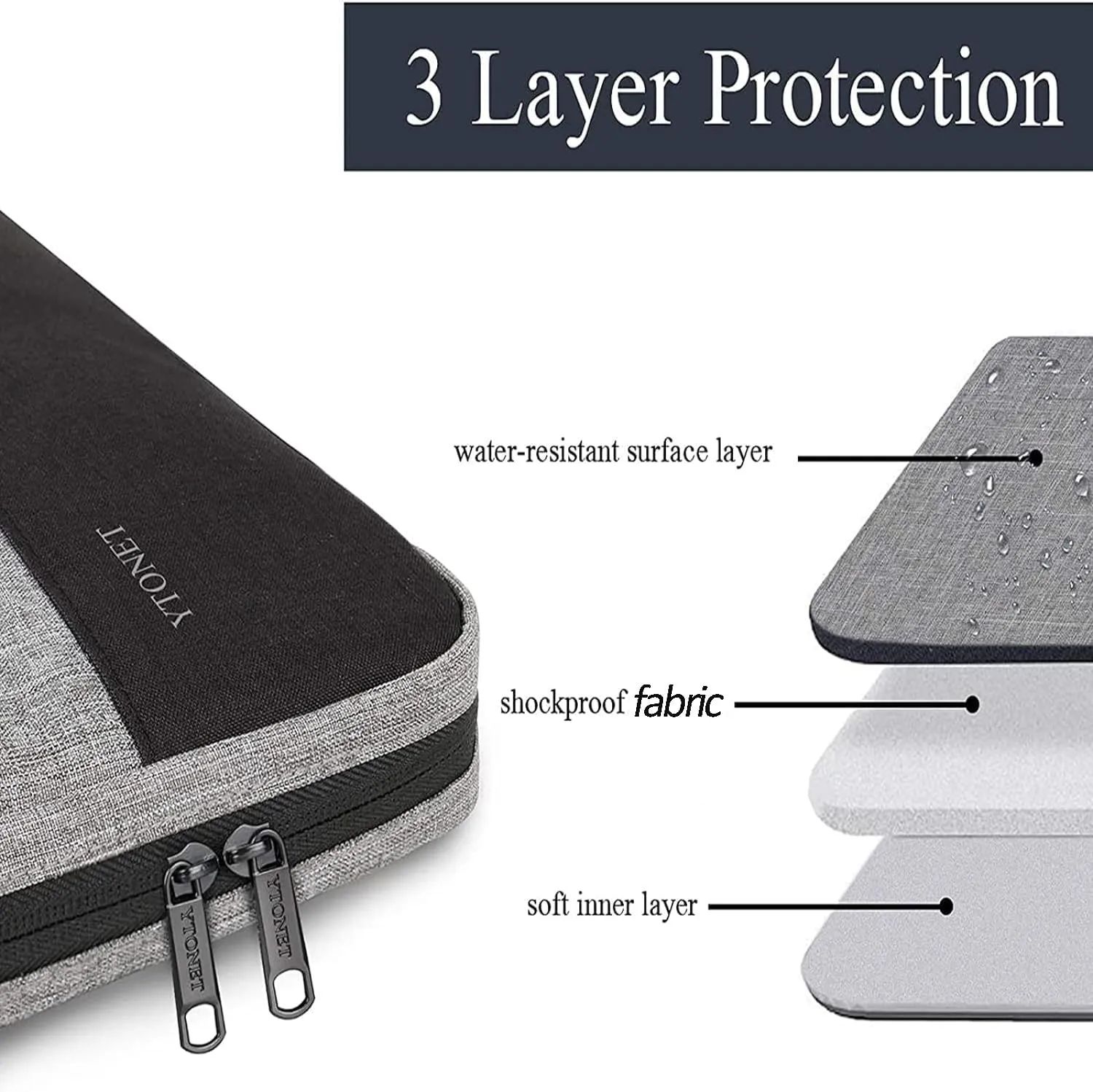 Ytonet Laptop Case Laptop Sleeve Case 13 13.3 Inch, TSA Slim Computer Cover with Handle, Water Resistant Business Travel Carrying Cover Compatible with MacBook Air MacBook Pro HP Dell Notebooks, Grey