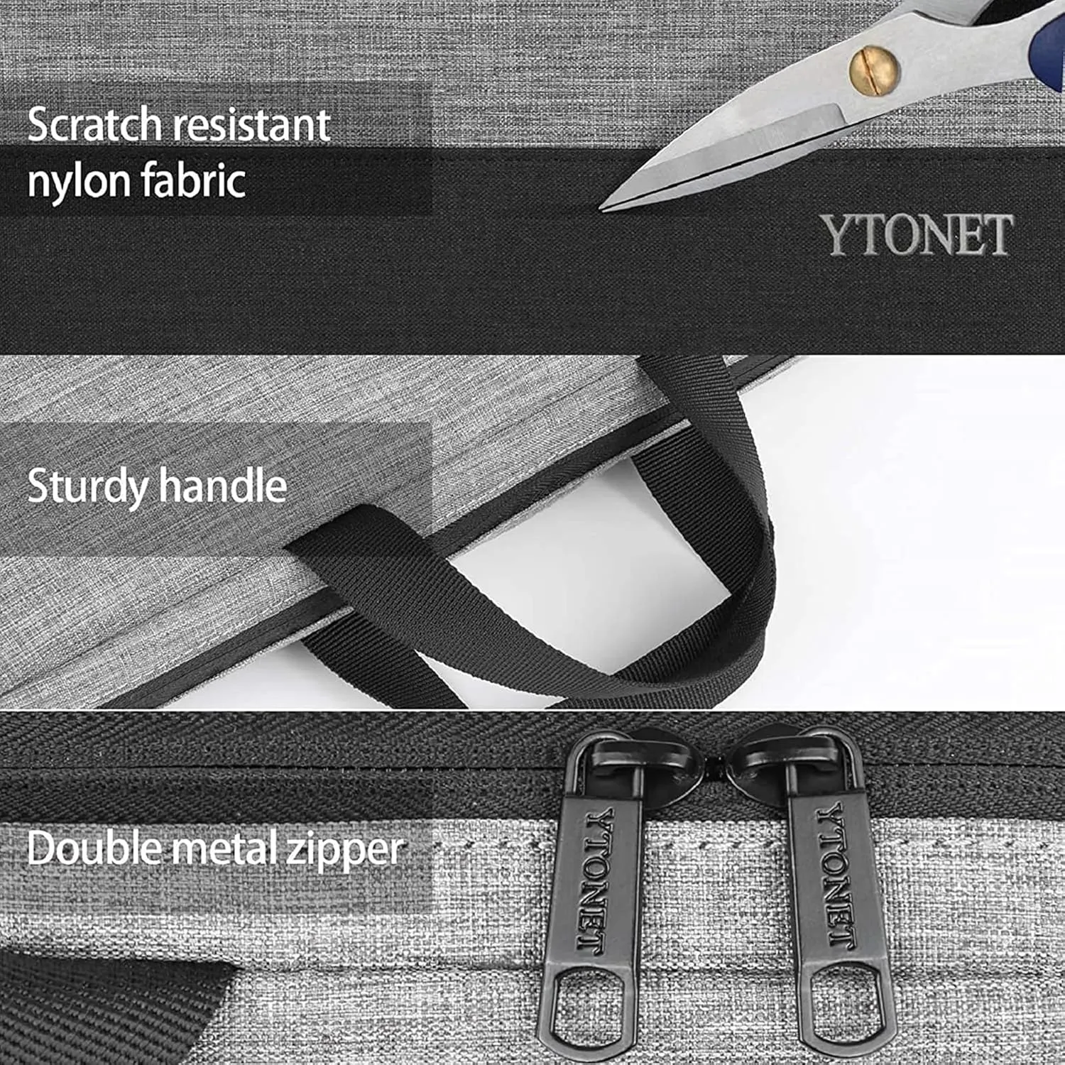 Ytonet Laptop Case Laptop Sleeve Case 13 13.3 Inch, TSA Slim Computer Cover with Handle, Water Resistant Business Travel Carrying Cover Compatible with MacBook Air MacBook Pro HP Dell Notebooks, Grey