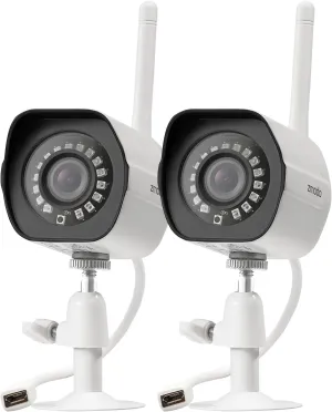 Zmodo Outdoor Security Camera Wireless (2 Pack), 1080p Full HD Home Security Camera System, Works with Alexa and Google Assistant, Silver (ZM-W0002-2)